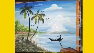 How to draw beutiful landscape painting #art