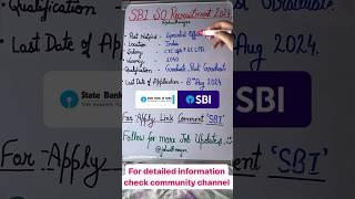 SBI SO Recruitment 2024 | All India | #jobs #job #sbi #sbijobs #sbirecruitment2024 #jobwithmayra