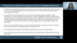 OSEP Discipline & Behavior Guidance Webinar: Part 2