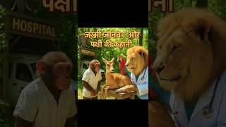जख्मी जानवर और पक्षी की कहानी #lion #parrot #monkey #videos #deer #story #animals #short #viral