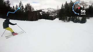 the legendary 8: Falk, one of the first piste in Val Gardena, pov 4k with very flat light conditions