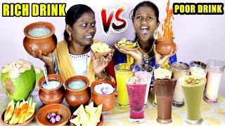 RICH VS POOR FOOD / HEALTHY VS JUNK DRINK CHALLENGE IN TAMIL FOODIES DIVYA VS ANUSHYA