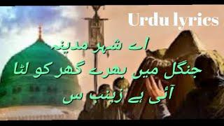 aye shehre madina | jungle mai  ghar ko luta ayi hai Zainab s.a | noha lyrics | chehlum arabeen |