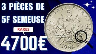 3 Pièces Rares de 5 Francs Semeuse avec une VALEUR énorme !