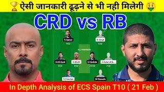 CRD vs RB DREAM11 || CRD vs RB DREAM11 Prediction || CRD VS RB 85TH ECS SPAIN T10 MATCH