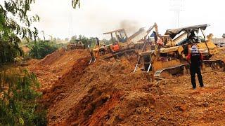 Amazing Bulldozer Pushing Dirt & Dump Truck Unloading Dirt - Best Machines Working