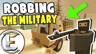 ROBBING THE MILITARY - Unturned Roleplay Cops And Robbers (Car Thief Robs A Military Truck)