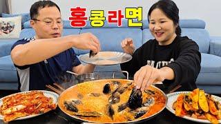 korean Mussel sprouts lamyeon&Rajuk(lamyeon porridge) ㅣㅣCooking&Mukbang