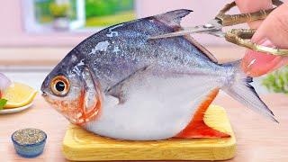 Secret Of Fish Recipe  How To Make Miniature Grilled Baby Pomfret Fish  Tina Mini Cooking