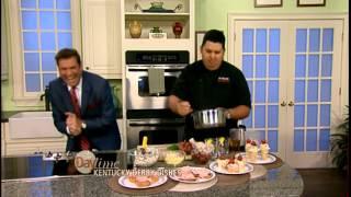 Chef Cristian Feher on the Daytime Show with Jerry Penacoli making Kentucky Hot Brown appetizers