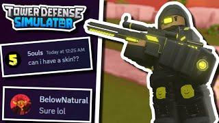 How I got my own Tower Defense Simulator skin…