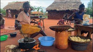 African Village Life #cooking Pumpkin Bread Served With Organic Beans For Dinner