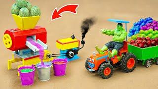 Diy tractor making mini Bulldozer Harvesting Farm | diy Watermelon Juice Machine | HP Mini