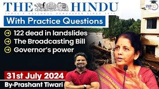 The Hindu Newspaper Analysis | 31 July 2024 | Current Affairs Today | Daily Current Affairs |StudyIQ