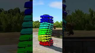 Mixed Rainbow Colour Cars & Buses Fall Crash #3 - BeamNG.Drive