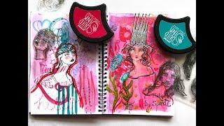 Using new Jane Davenport stamps in Mixed Media Art Journal