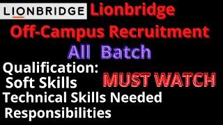 Lionbridge Off-Campus Drive || Any Graduate Can Apply || All Batch || Apply Fast