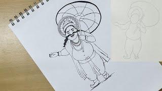 Mahabali | How to draw Maveli | Sketch | Easy step by step | Happy onam | Quick drawing