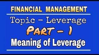 Meaning Of Leverage | LEVERAGE | Part - 1 | Financial Management | By Mohan Gupta | DK Gola Classes