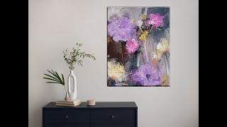 Acryl Texture Malerei für Anfänger/Malen abstrakte Blumen mit Plastikfolie /MariArtHome