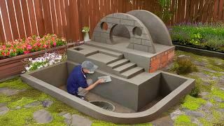 Unbelievable dog house and aquarium combo from cement