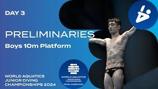 Boys 10m Platform | Day 3 | Preliminaries | World Aquatics Junior Diving Championships 2024