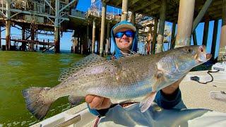 We Caught BIG Speckled Trout at BIG Platforms!