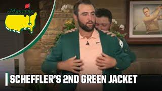 Scottie Scheffler receives 2nd green jacket from Jon Rahm after winning The Masters  | 2024 Masters