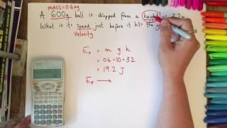 GCSE Physics exam calculations: using mass and height to find final speed