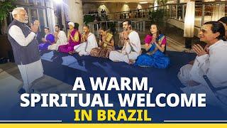 PM Modi welcomed with chanting of mantras in Rio de Janeiro, Brazil