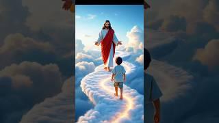 Heavenly Encounter: A Child Walks Toward Jesus on the Glowing Path