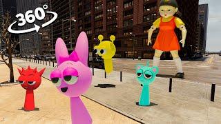 Squid Game Young Hee Chases Sprunkis in City | 360° VR Experience