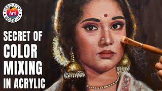 Secret of Color Mixing in Acrylic | Portrait Painting Tutorial with Acrylic by Debojyoti Boruah