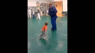 boy judo throws papa