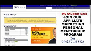 #Clickbank student sale/affiliate marketing earning/power of our  personal mentorship program- join