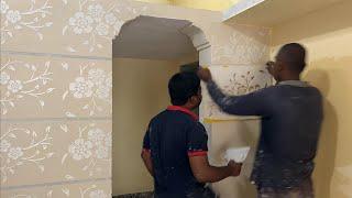 interior Wall Texture design easy to make | wall painting ideas