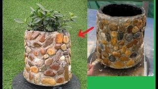 Como hacer macetas de cemento y piedras, Ideas Creativas para Terraza o Jardín decoración jardinería