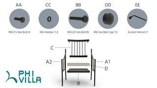 How To Install PHI VILLA 2-Piece Steel Fixed Patio Outdoor Dining Chairs