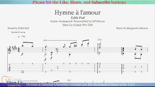 Hymne à l'amour (Another version arr for Acoustic Guitar with Tab)