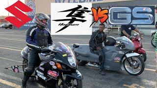 OLD SCHOOL VS.  NEW SCHOOL AT WEST COAST MOTORCYCLE DRAG RACING FINALS - SUZUKI HAYABUSA VS GS!