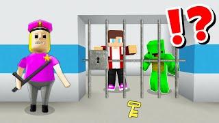 JJ and Mikey Escape Barry's Police Girl in ROBLOX PRISON CHALLENGE in Minecraft / Maizen animation