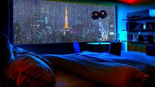 Beat Insomnia! A luxury Tokyo Apartment with an Amazing view outside Window on a rainy Night
