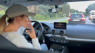 Girls driving  ASMR, another revving video️Ana drives on Q2 Engine sound🫶no music