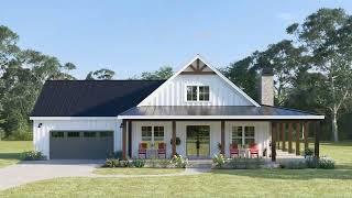 Exclusive Modern Farmhouse Plan 009-00408 with 2 beds + 2 Baths