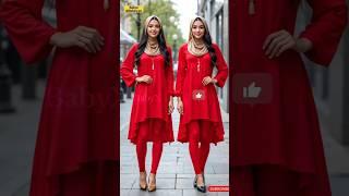 Stylish Twin Hijabi Fashion in Red Tunics – Modern Modest Street Style USA #prettygirl #prettywoman