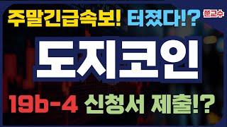 [도지코인 전망] 주말긴급속보!! 터졌다!? 19-b 신청서 제출?!