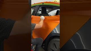 ASMR Tesla Rear Door Wrap | Satin Chrome Orange Handle Contour