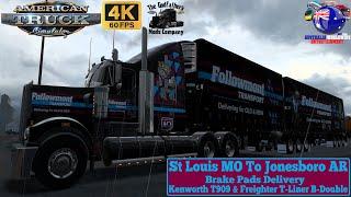ATS 1.54 | St Louis MO To Jonesboro AR | Kenworth T909 & Freighter T-Liner B-Double #scssoftware