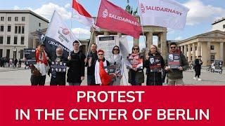 An action in support of Belarusian trade unions took place in the center of Berlin.