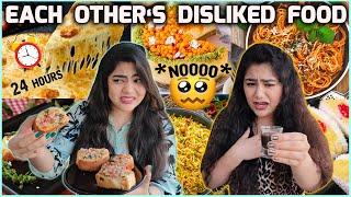 EATING EACH OTHER'S DISLIKED FOOD FOR 24 HOURS | FOOD CHALLENGE | Thakur Sisters